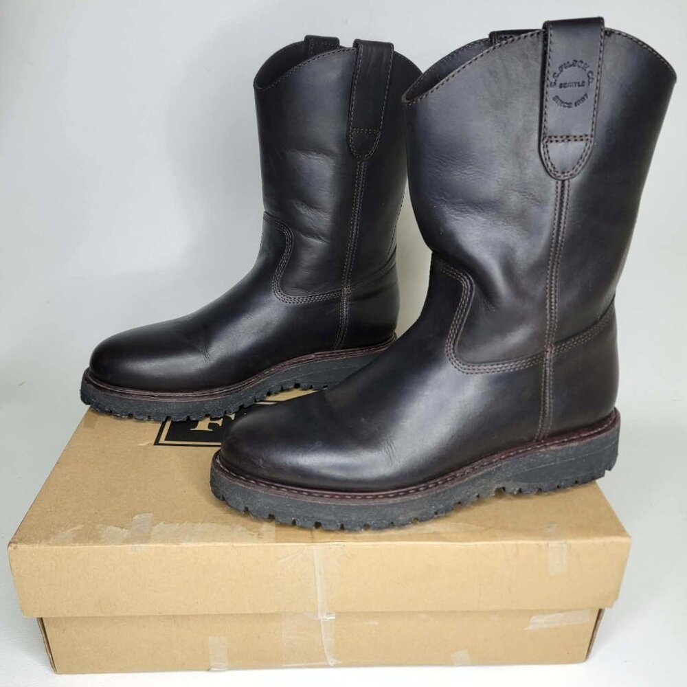 Filson Men's Brown Leather Roper Boots US Size 9M UK Size 8 Worn Once w/ Box